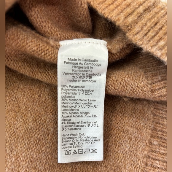 J. CREW Sz Large Fair Isle Mock Neck Sweater Supersoft Yarn Wool Camel Blue EUC - Picture 10 of 11